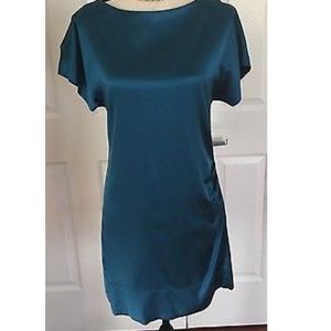 Banana Republic Metallic Blue Stretch Silk Dress